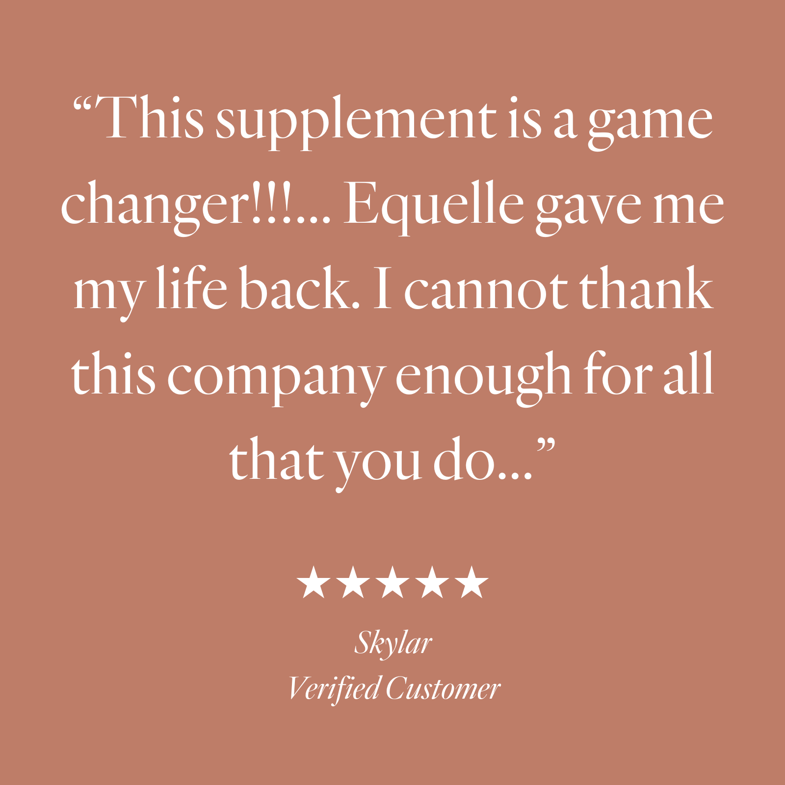 review for Equelle menopause relief supplement that says