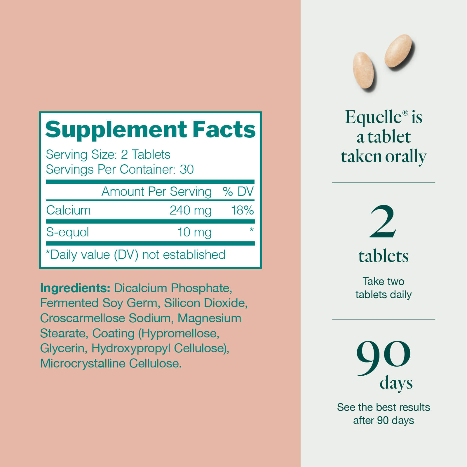 Equelle supplement facts and ingredients image